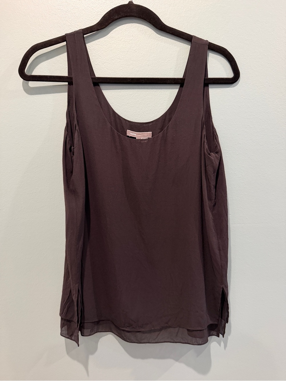 Vince Sleeveless Silk Layered Tank Top - Black